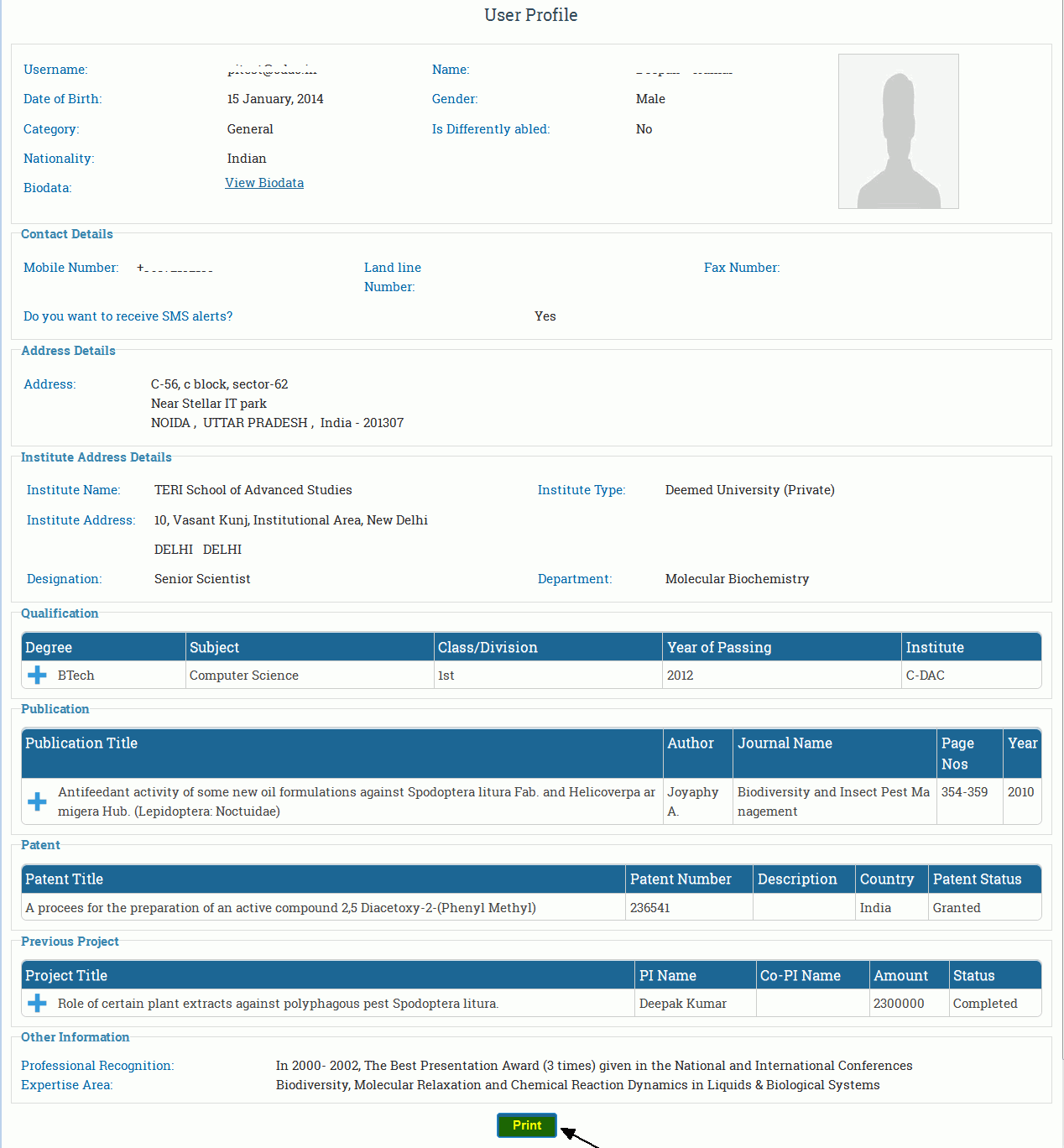 PI Guidelines - User Profile